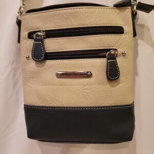 Stone Mountain USA Crossbody Purse Bag Blue & Cream Bonded Leather
